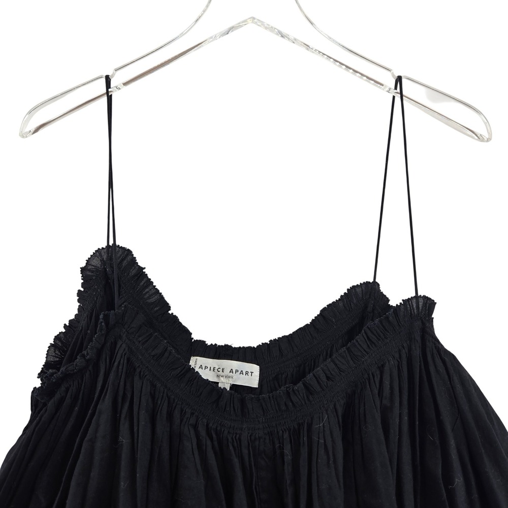 Apiece Apart Black Cotton Cropped Camisole Flowy Flounce Top Size 8 Black - Picture 3 of 10